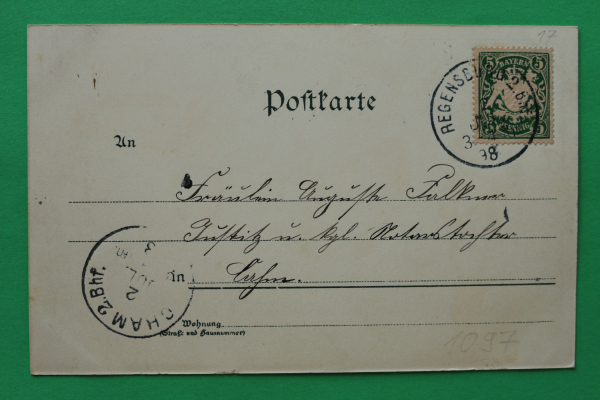 AK Regensburg / 1898 /Litho / Jubiläums Postkarte / 150 jährige Resident Fürstlich Thurn und Taxis schen Hauses 1748-1898 / Freisinger Hof / Schloß / Trugenhofen / Post